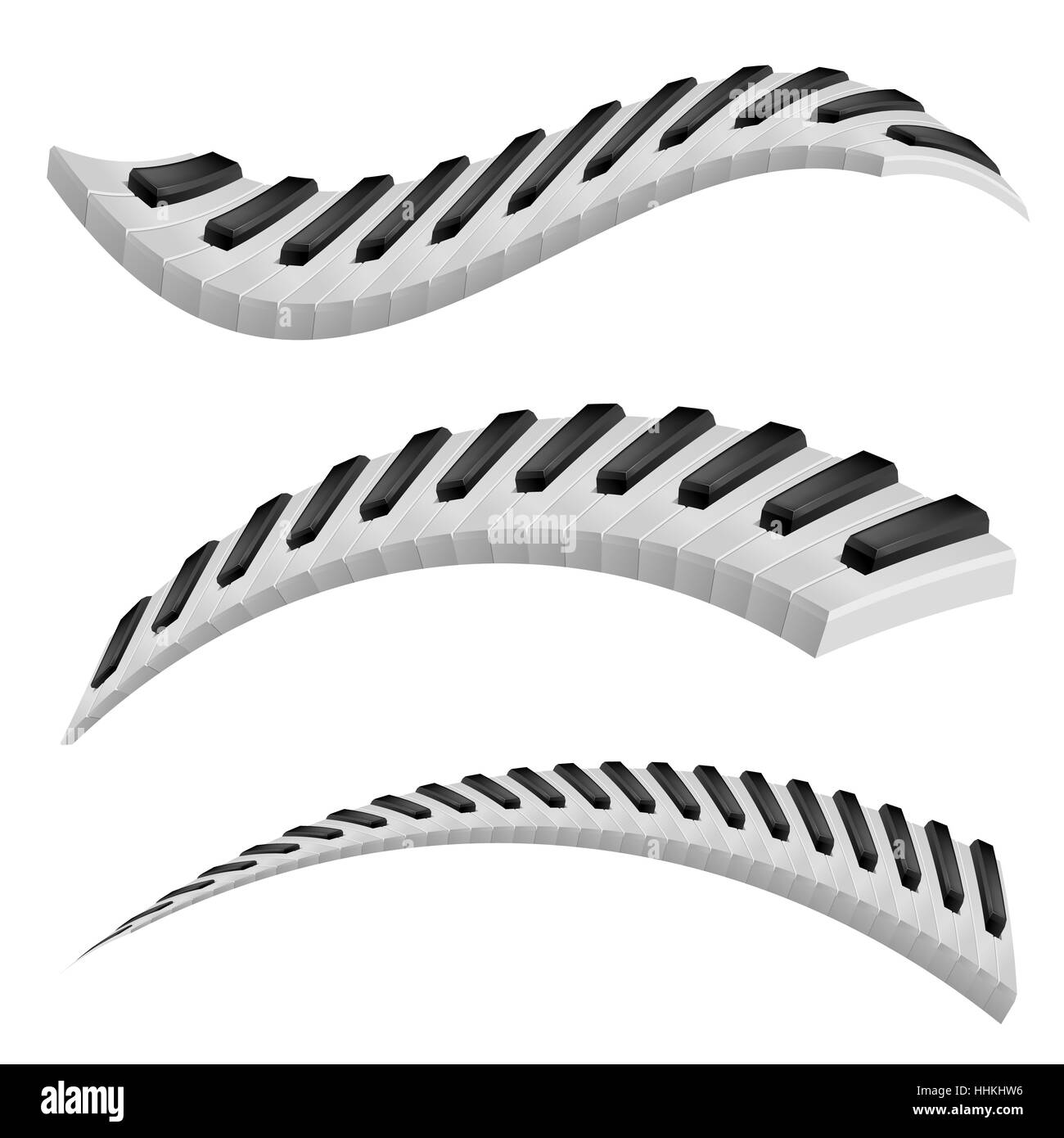 Illustration of wavy piano keys on white background Stock Photo - Alamy