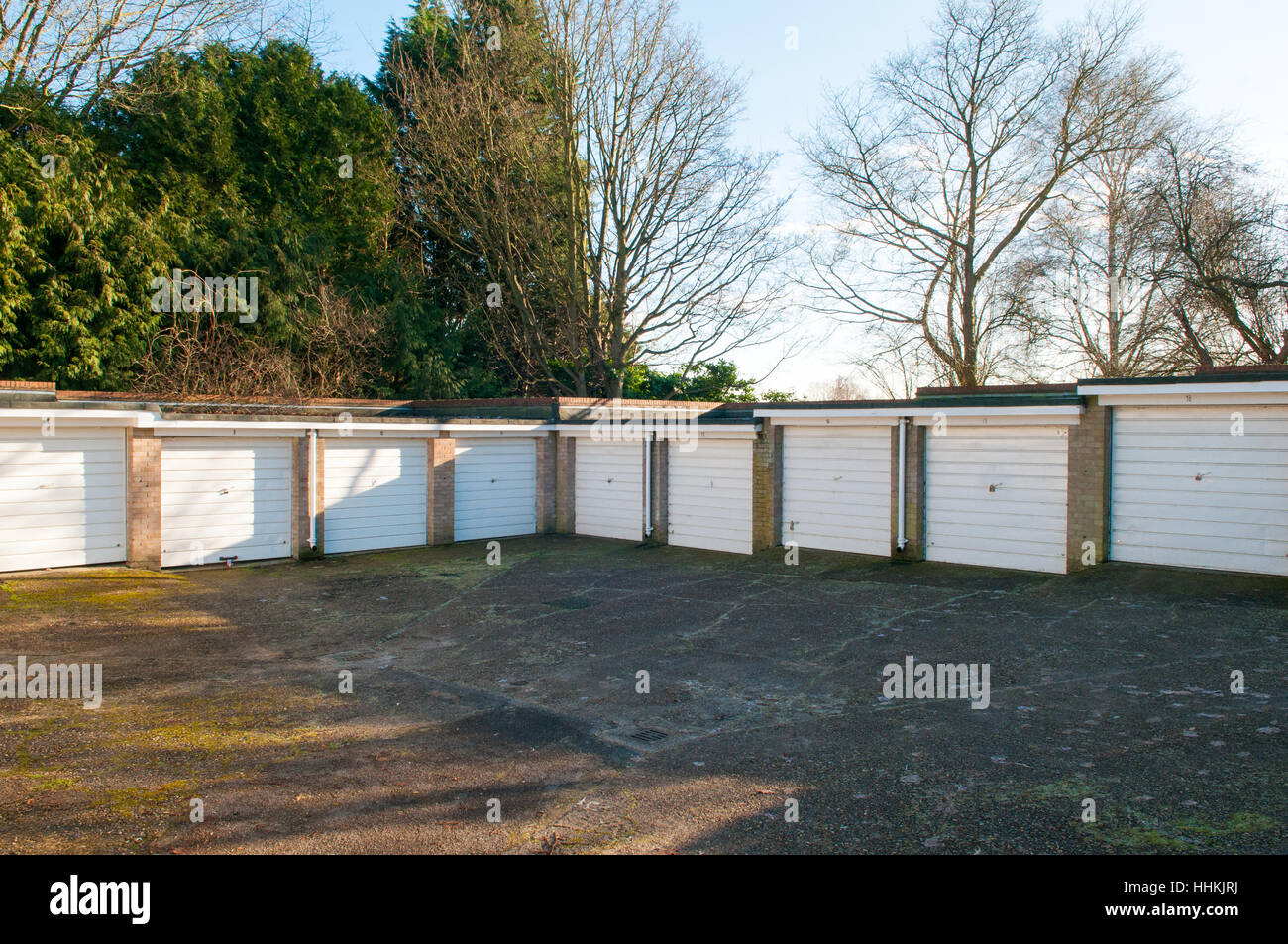 Garages in a residential area Stock Photo