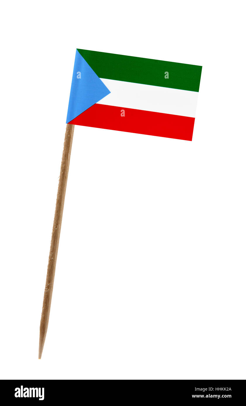 Tooth pick wit a small paper flag of Equatorial Guinea Stock Photo