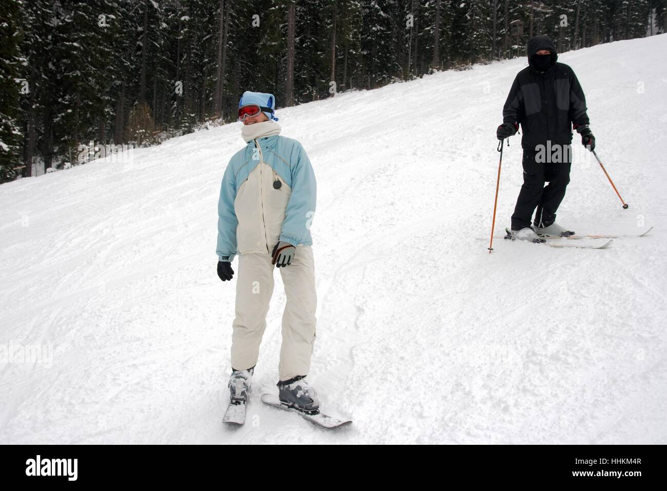 Young skiers on the track Stock Photo - Alamy