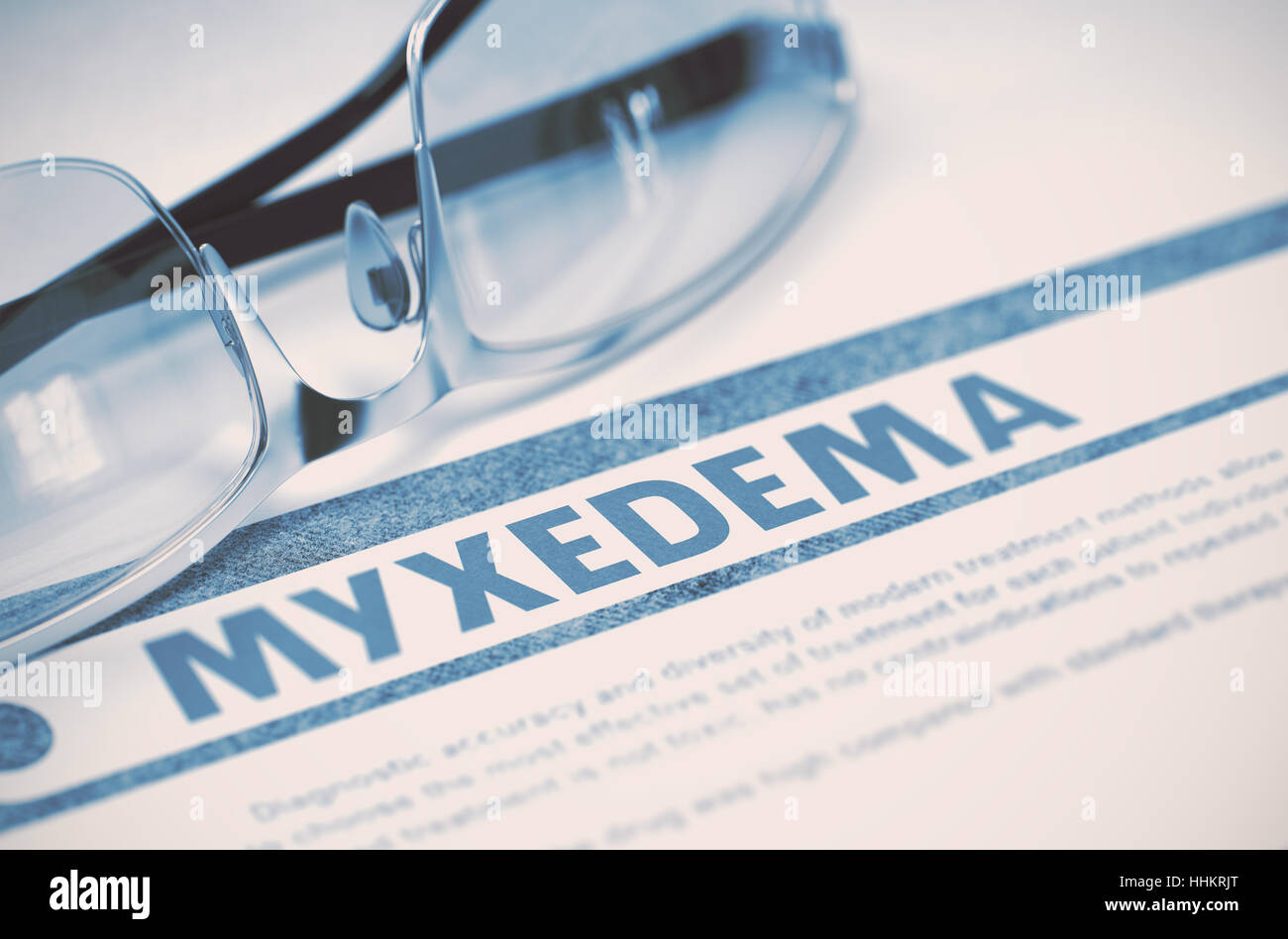 Diagnosis - Myxedema. Medicine Concept. 3D Illustration. Stock Photo