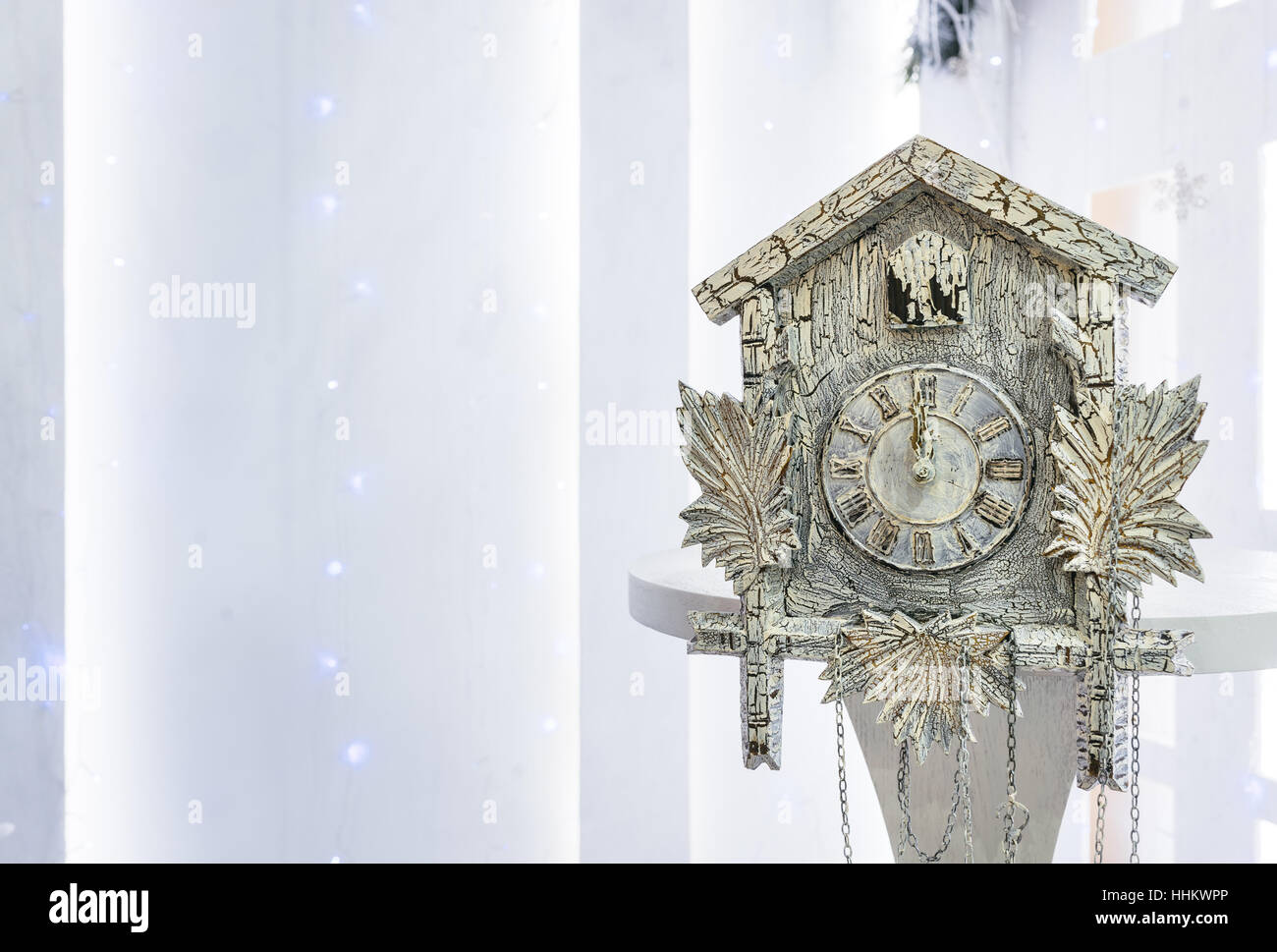 Old cuckoo clock in the new year show the remaining time before