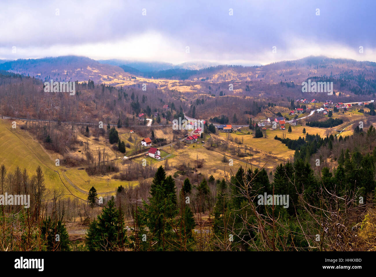 Lokve valley in Gorski Kotar view, mountain region of Croatia Stock Photo