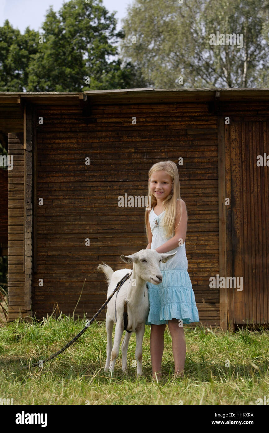 girl with goat Stock Photo - Alamy