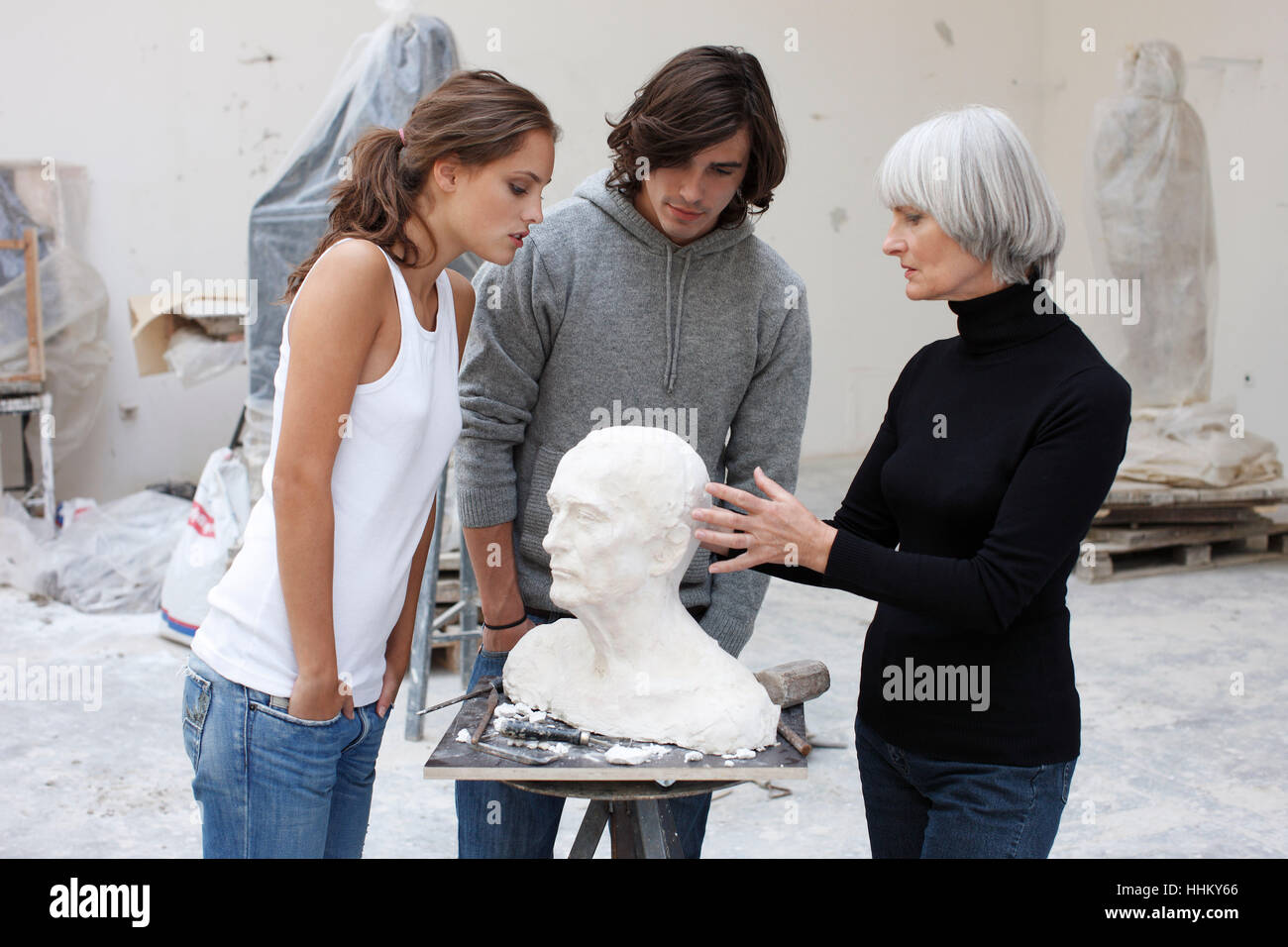 art teacher with students Stock Photo - Alamy
