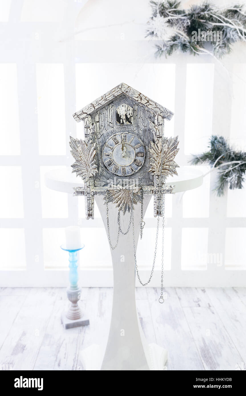Old cuckoo clock in the new year show the remaining time before