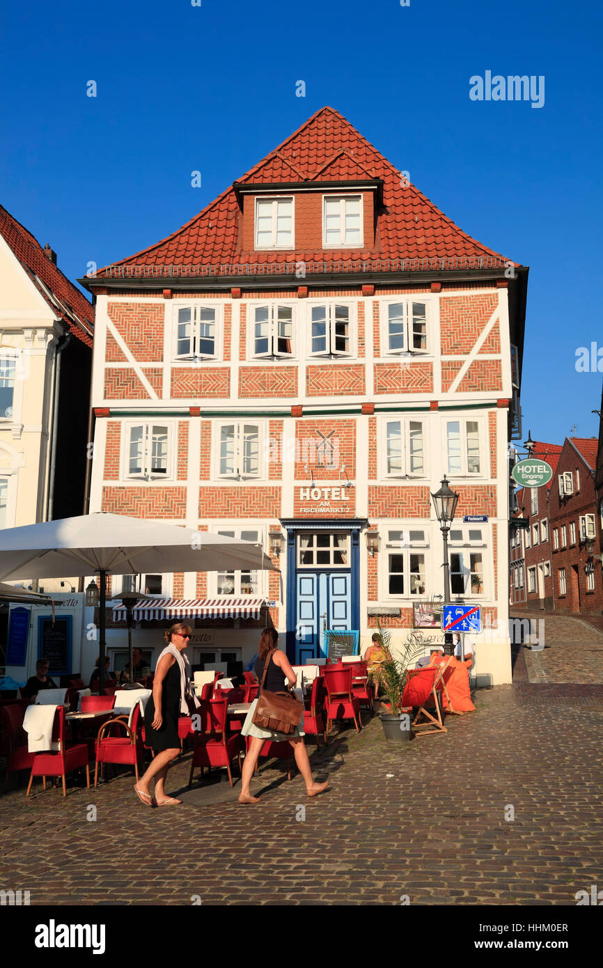 Stade, Hotel Am Fischmarkt, Altes Land, Lower Saxony, Germany, Europe Stock Photo