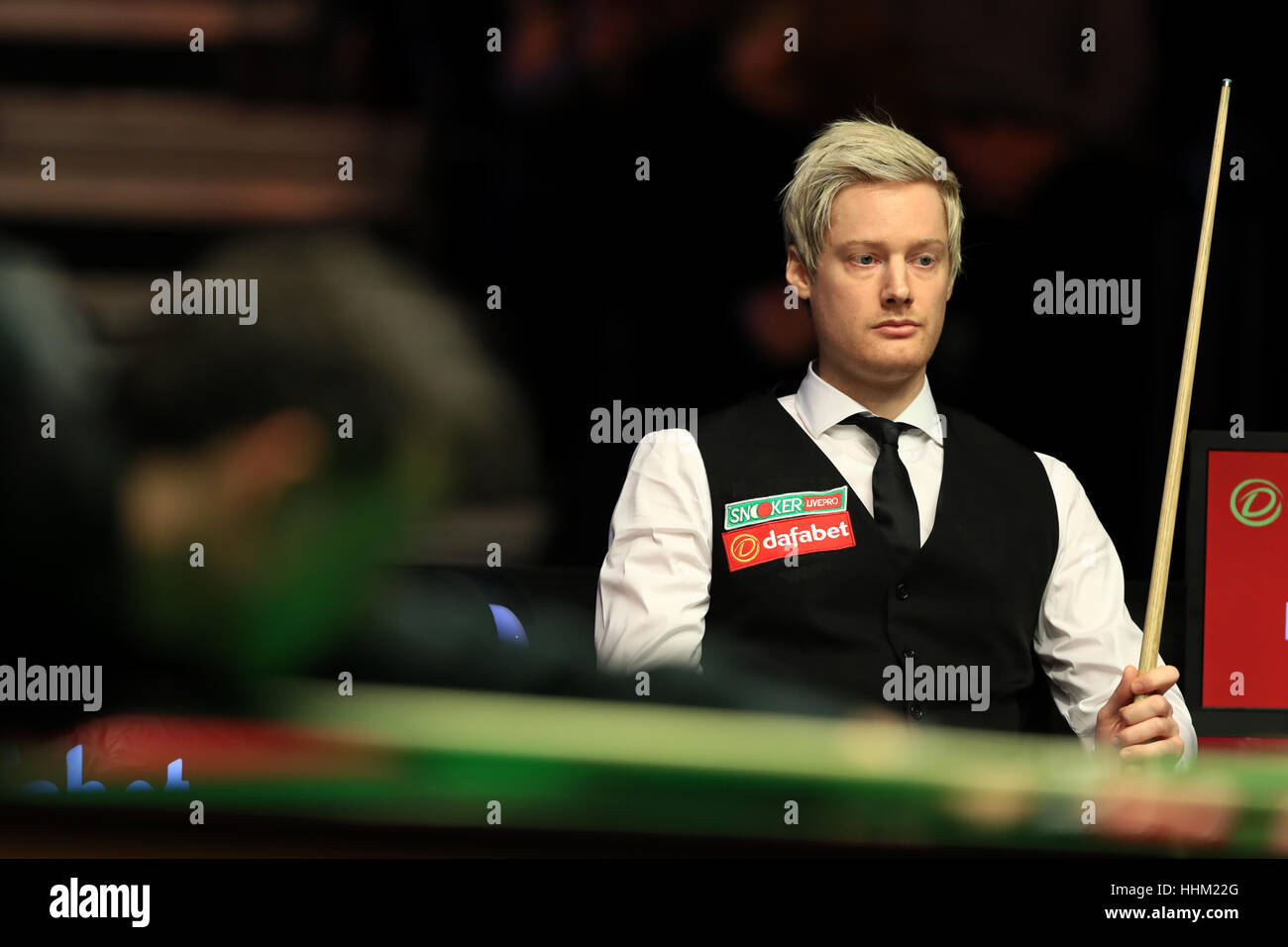 Neil Robertson at the table during day one of the Cazoo World Snooker Championship at the Crucible Theatre, Sheffield