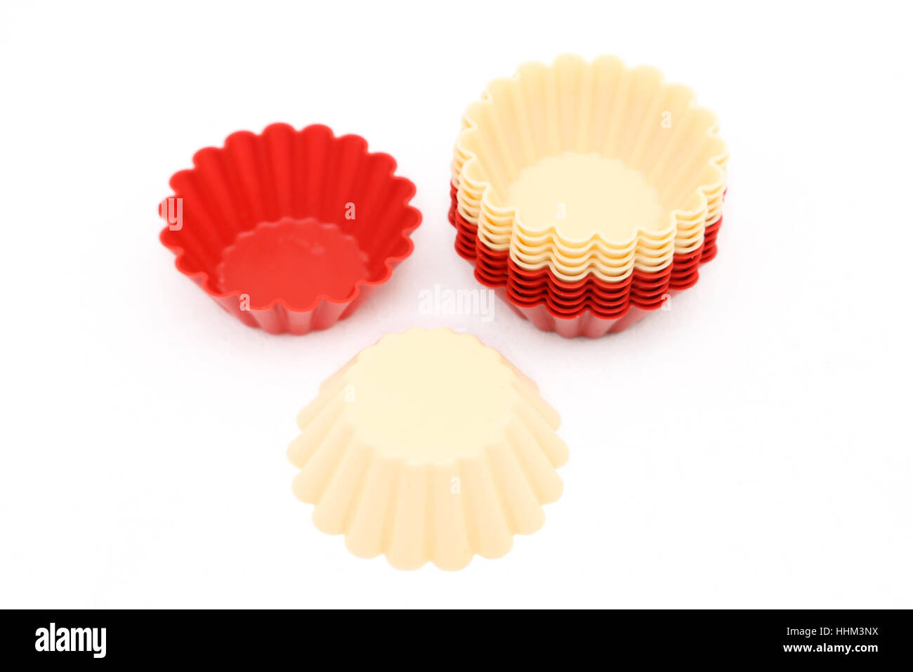 Red And Cream Silicone Cupcake Moulds Stock Photo