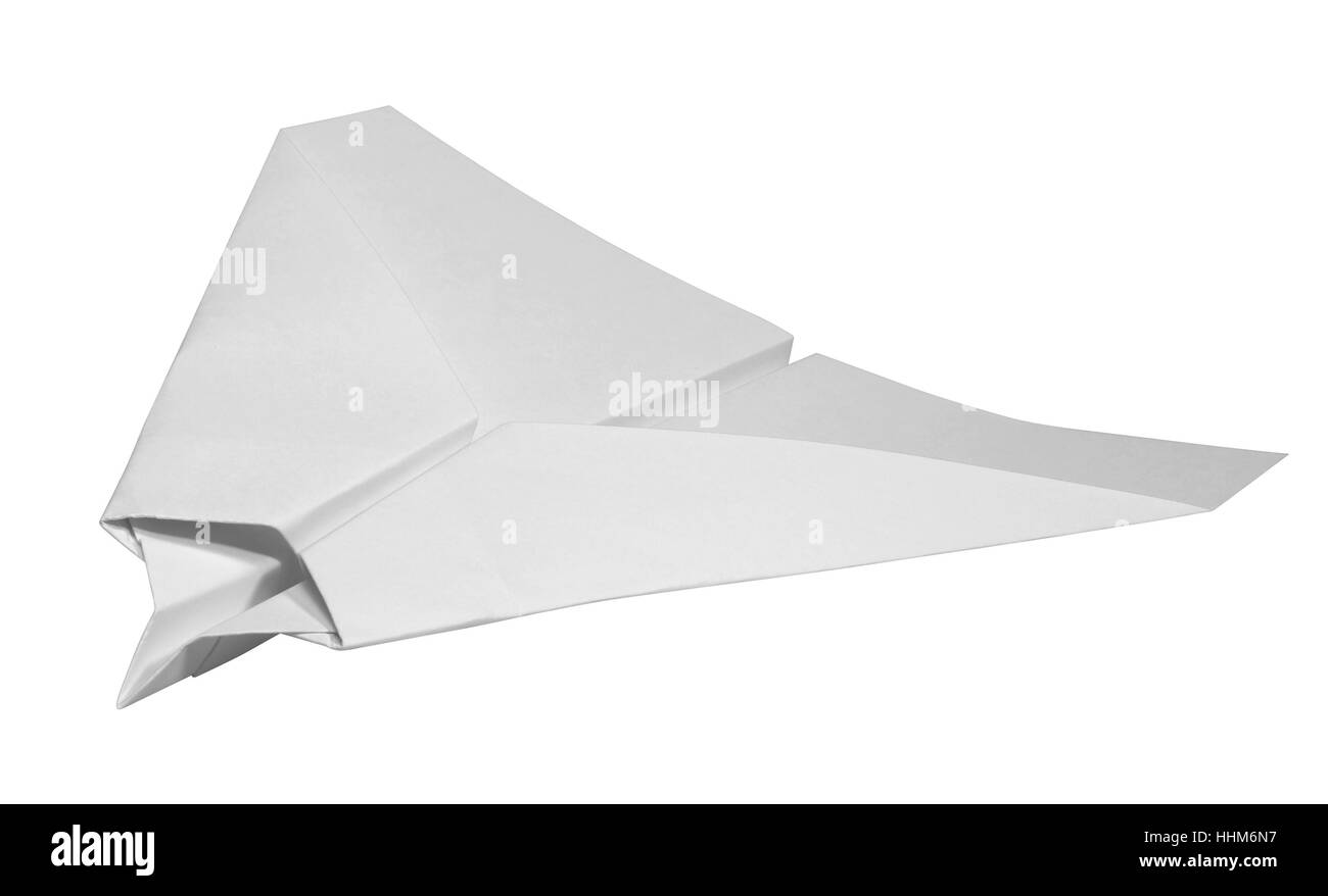 studio photography of a paper plane isolated on white with clipping path Stock Photo