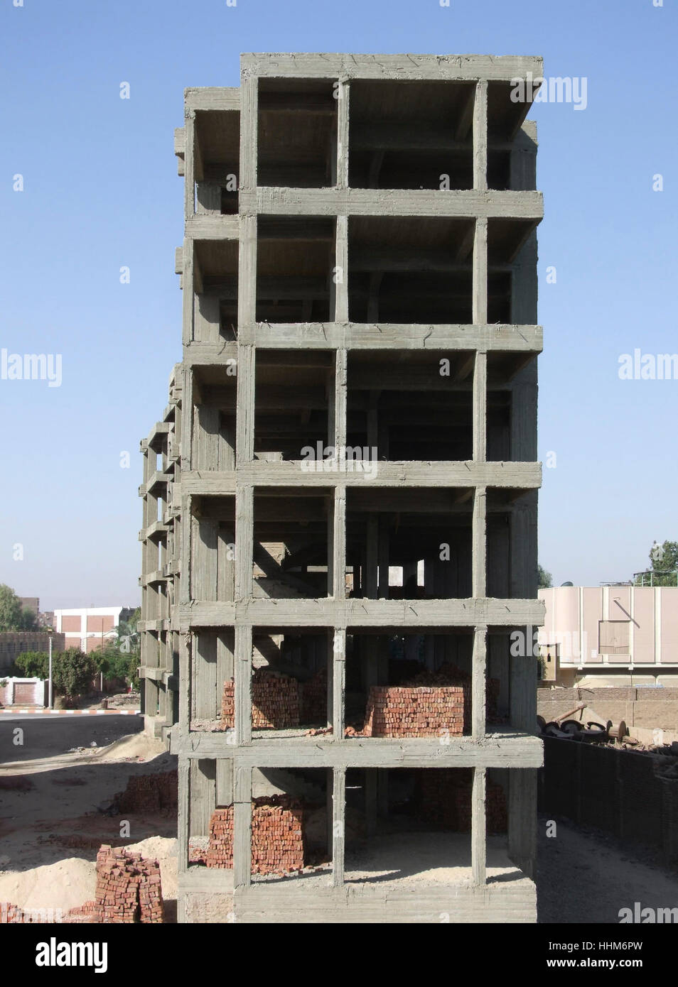 construction theme showing a structural work near Esna in Egypt in sunny ambiance Stock Photo