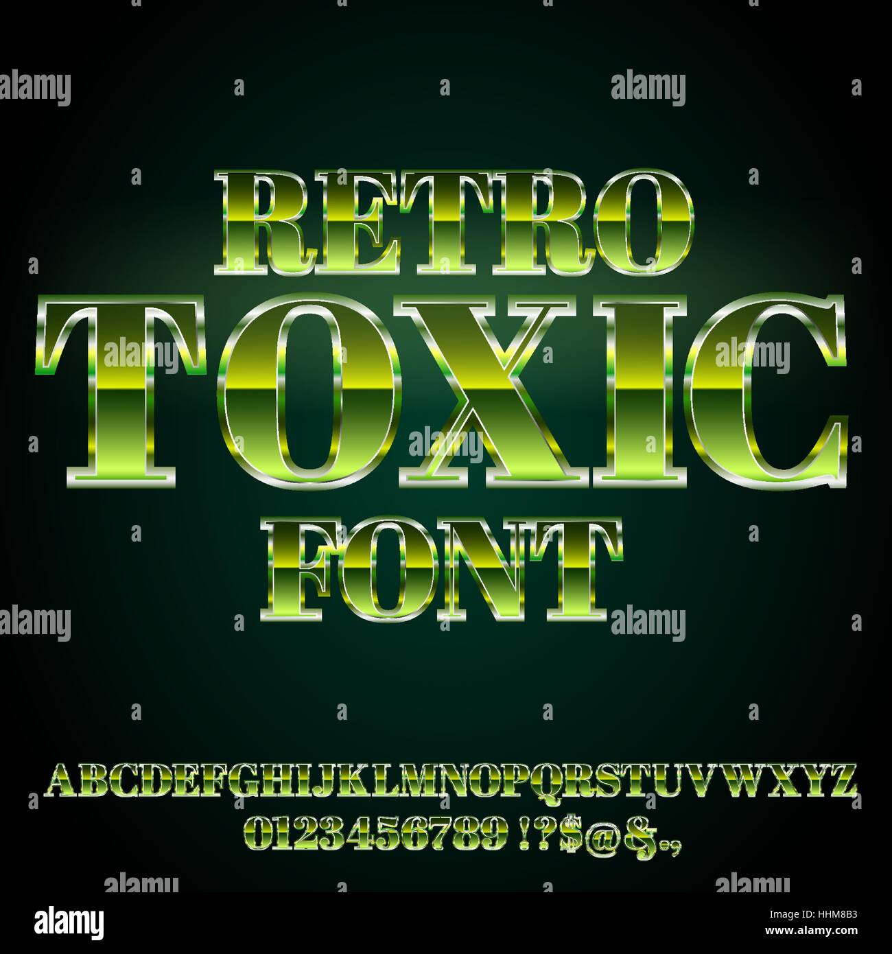 Toxic Green Font Stock Vector