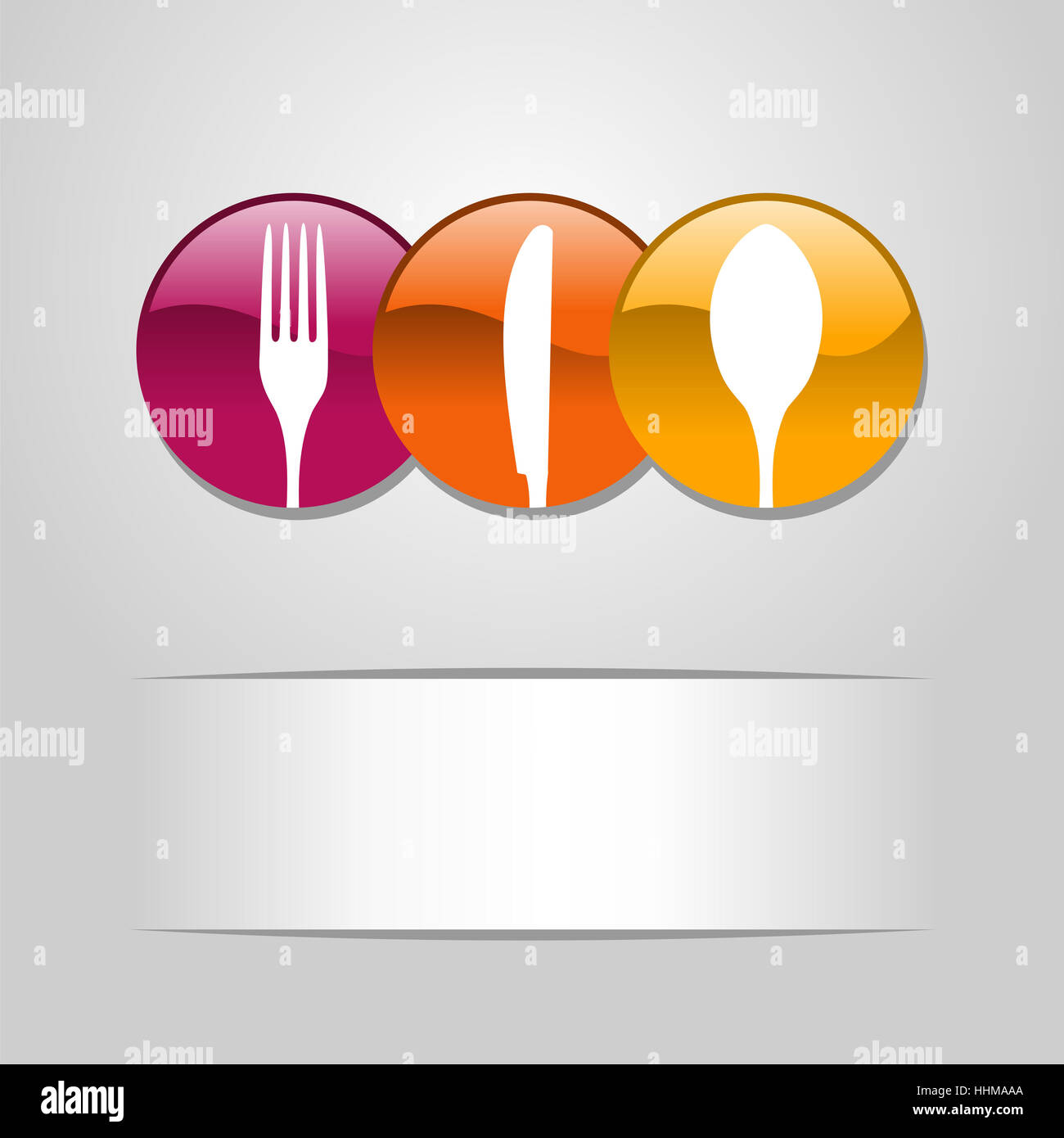 Multicolored Web Buttons Food Icon Spoon Fork And Knife
