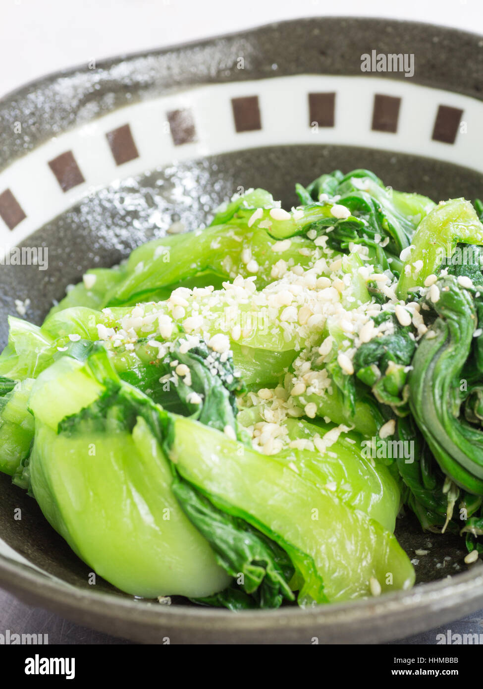 Curated visual reference: Picture Idea: Japanese Cuisine Boiled Bok Choy In The Bowl Stock Photo