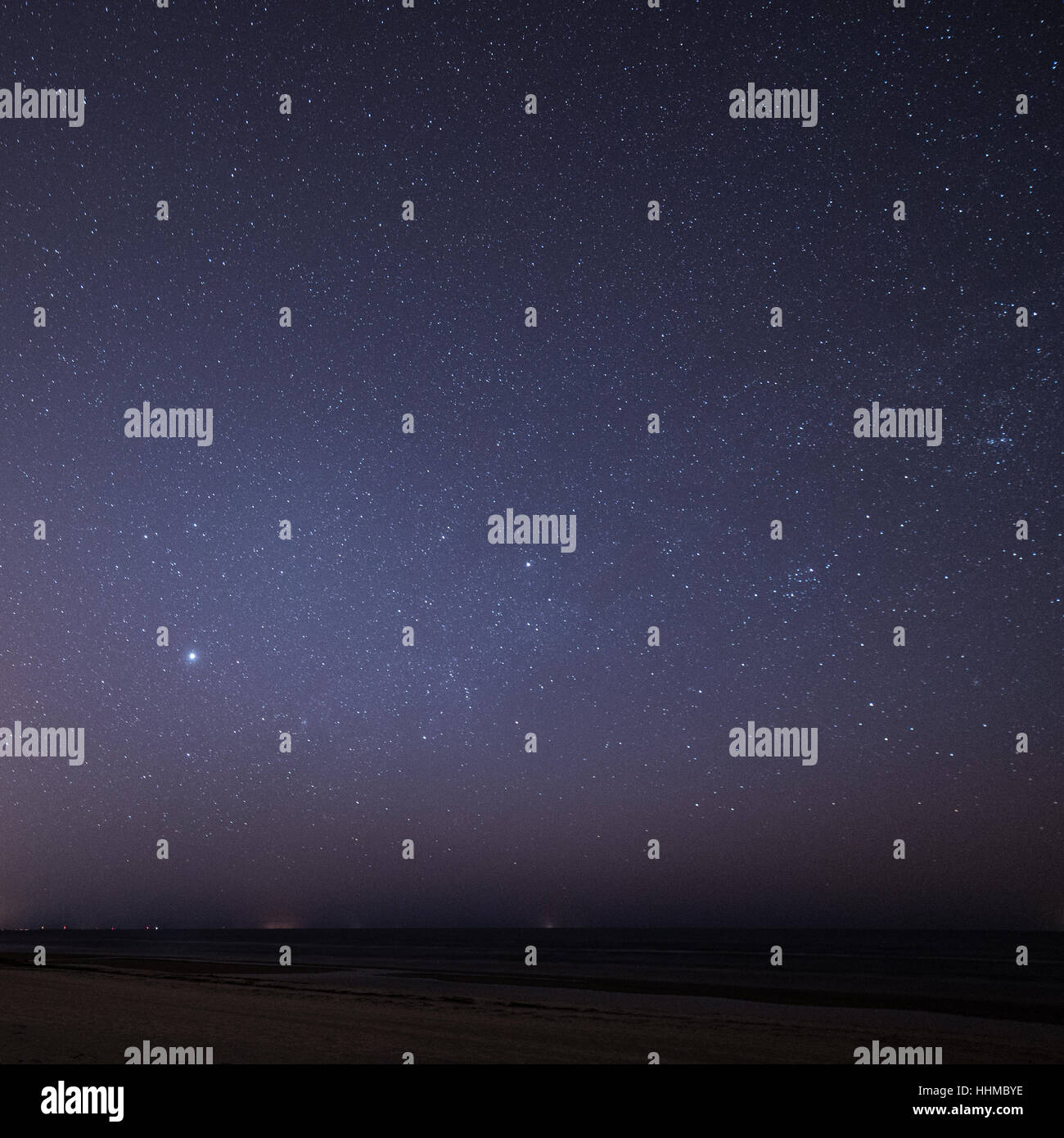 night sky with stars on the summer beach. space view from earth Stock ...