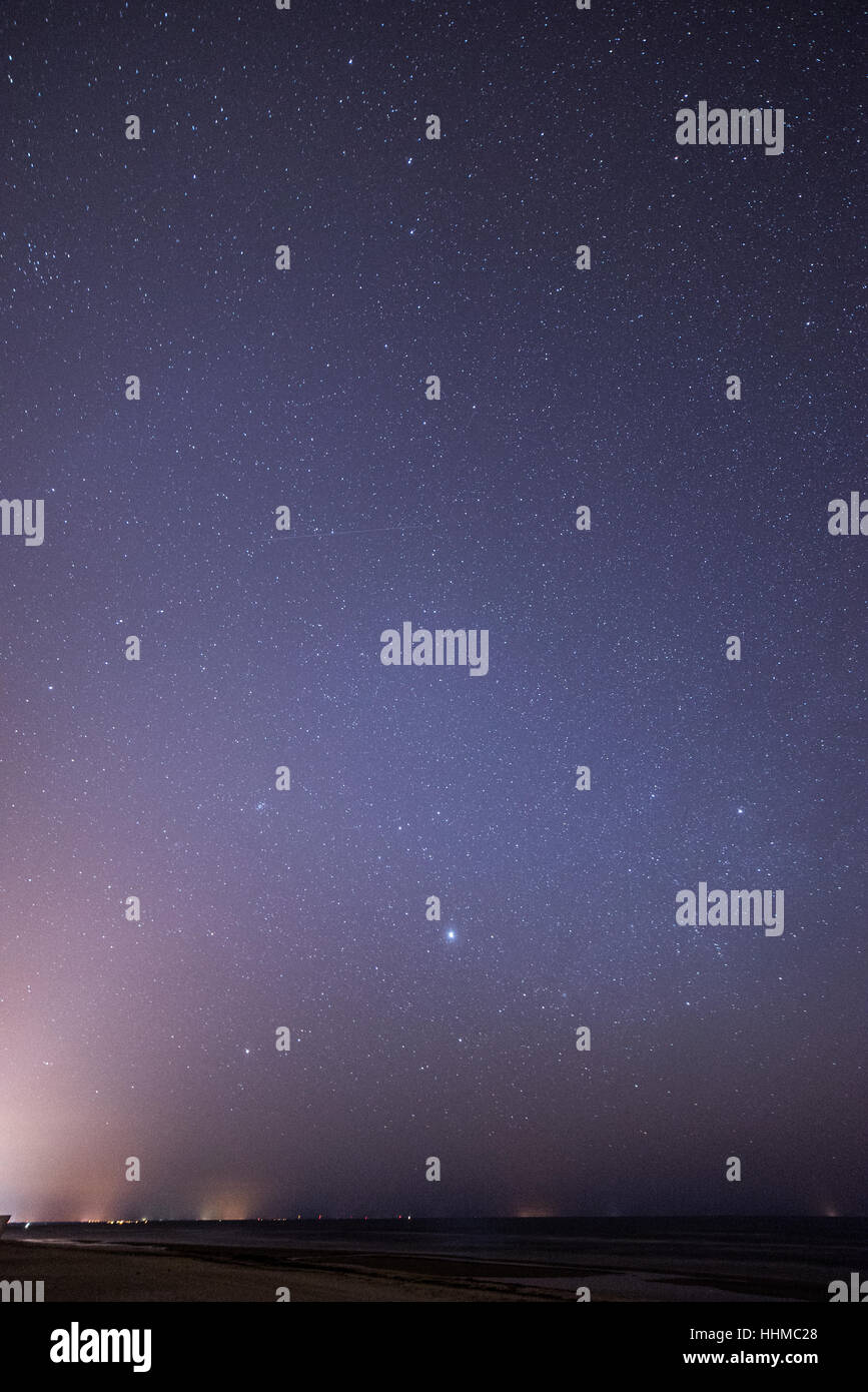 night sky with stars on the summer beach. space view from earth Stock ...