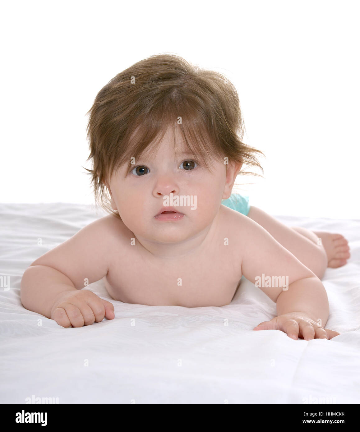 Baby girl lying on blanket Stock Photo Alamy
