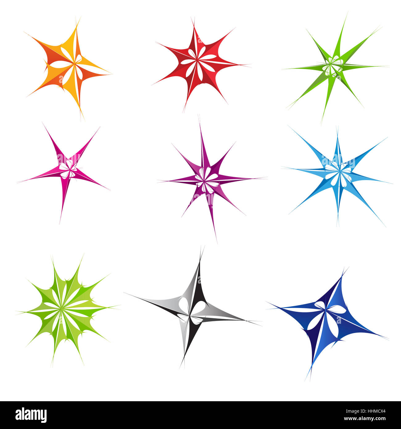 Set of different abstract stars icons for your design Stock Photo - Alamy