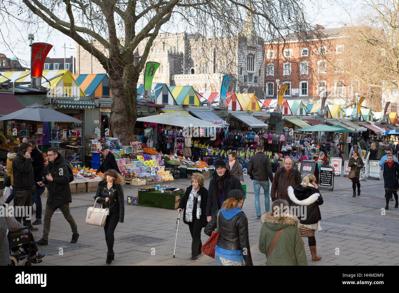 Norwich market, Market Square, Norwich, Norfolk Stock Photo