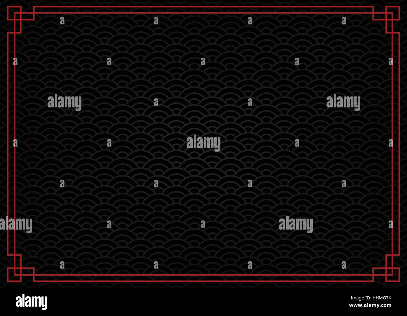 Black Chinese Background With Red Border Abstract Mysterious Wallpaper With Decoration Frame Stock Vector Image Art Alamy