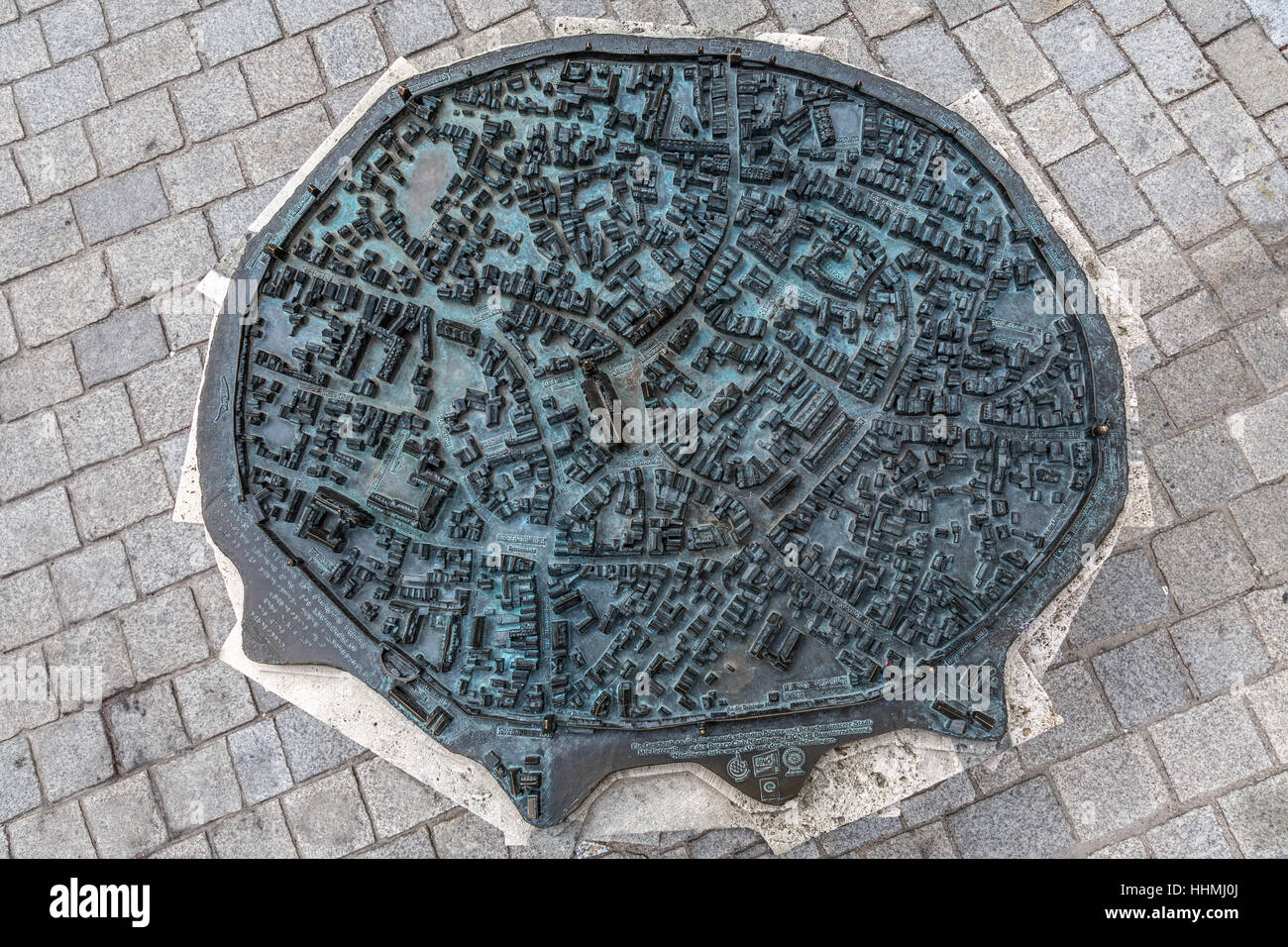Sculptured map of old city of Nördlingen, Bavaria, Germany Stock Photo -  Alamy