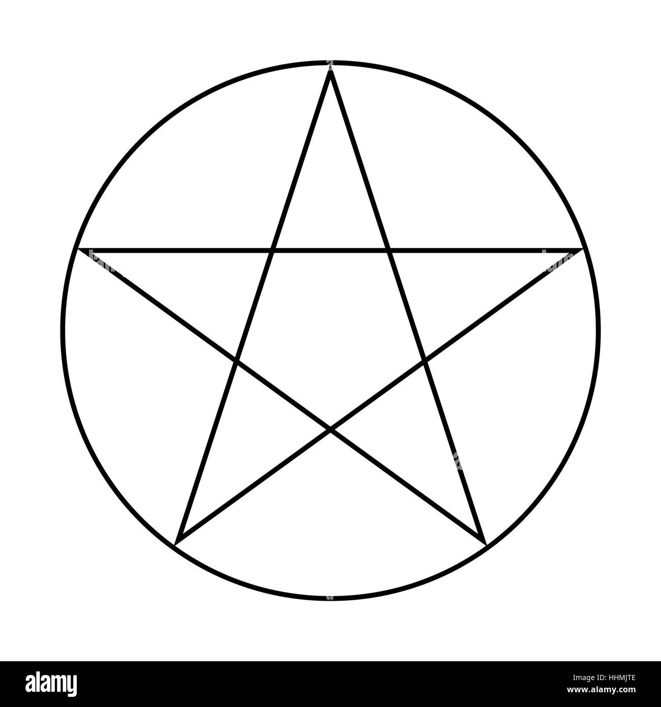 Wicca Pentacle sign isolated on a white background. Stock Photo