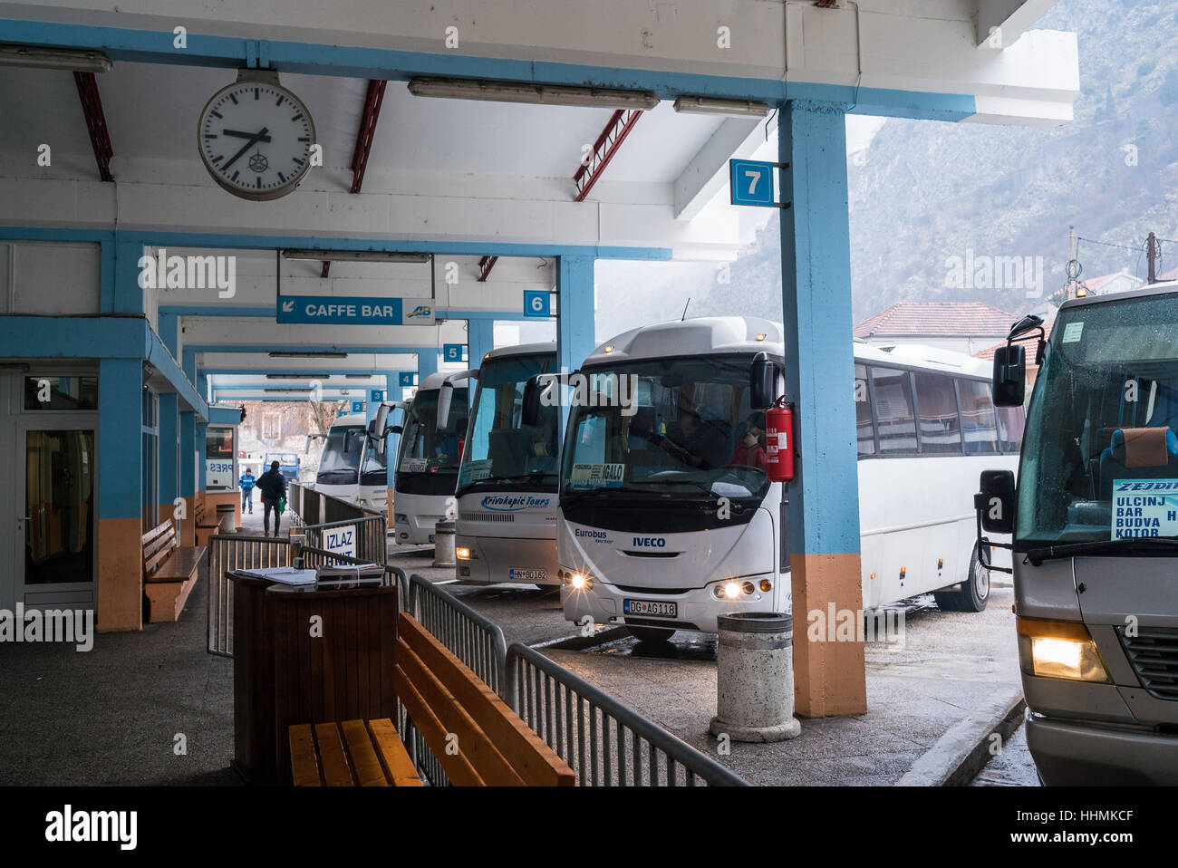 the main bus station at Kotor, Montenegro, one grey morning Stock Photo Alamy