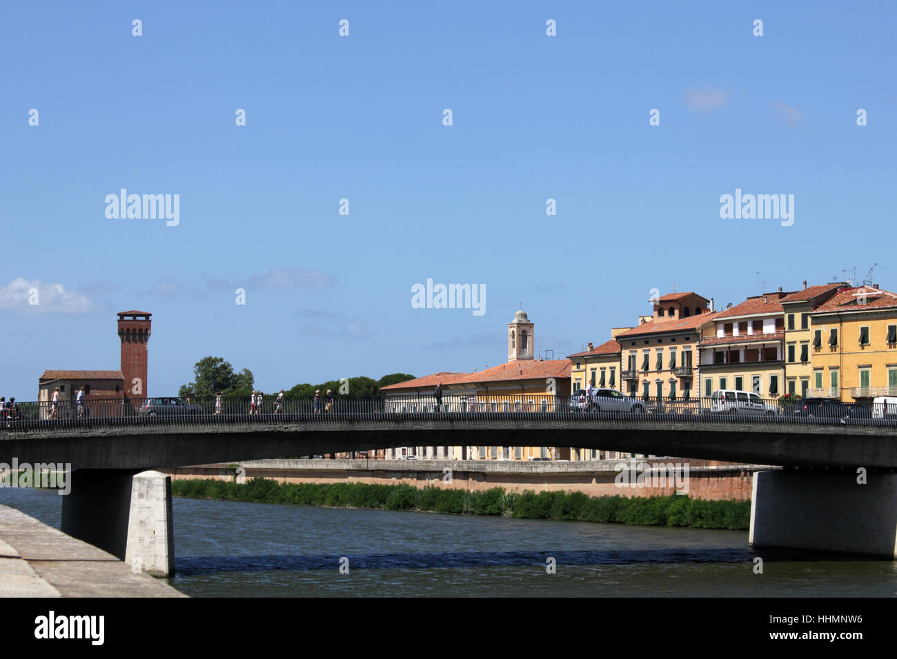 bridge, river, water, chateau, castle, tower, historical, houses, church, city, Stock Photo