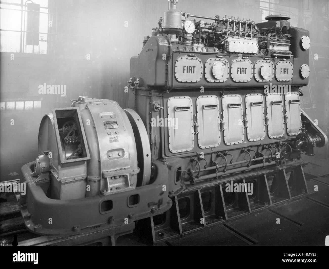 1930 - 40. Fiat - Ansaldo machine. Motors components. Stock Photo