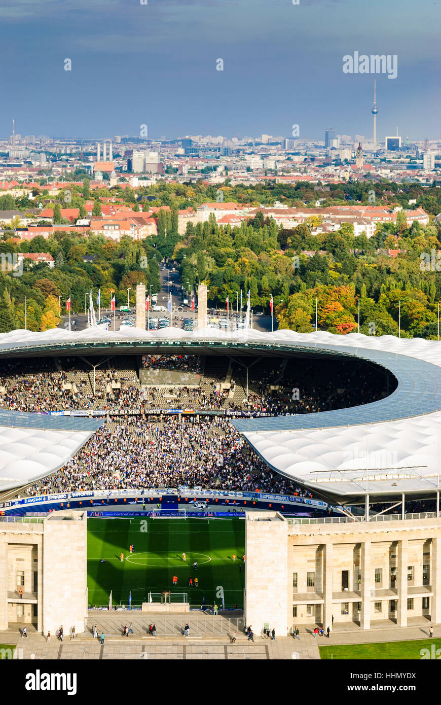 Berlin: Olympiastadion (Olympic Stadium), football match, , Berlin, Germany Stock Photo