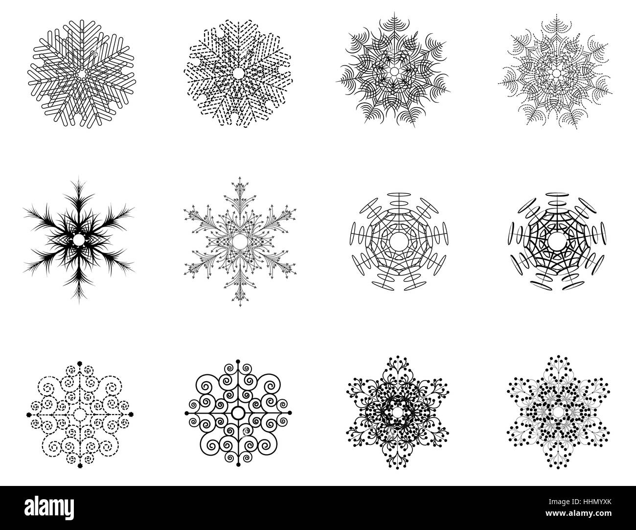 isolated, illustration, decoration, snowflake, lace, star, elements, design, Stock Photo