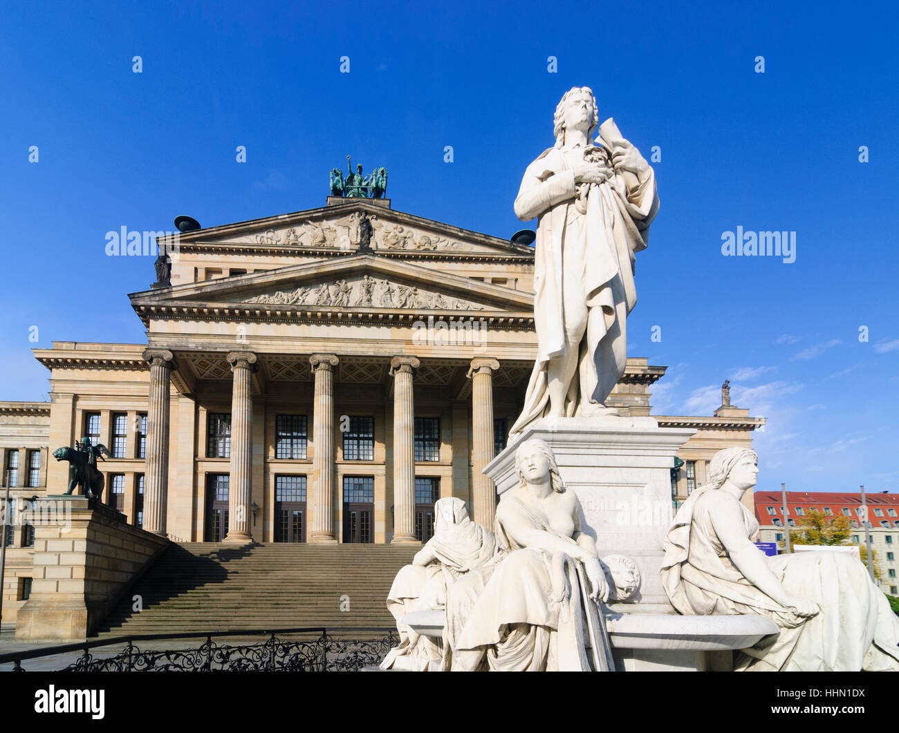 Berlin: Gendarmenmarkt Gendarme's market with theater (concert hall Berlin), Schiller's monument, , Berlin, Germany Stock Photo
