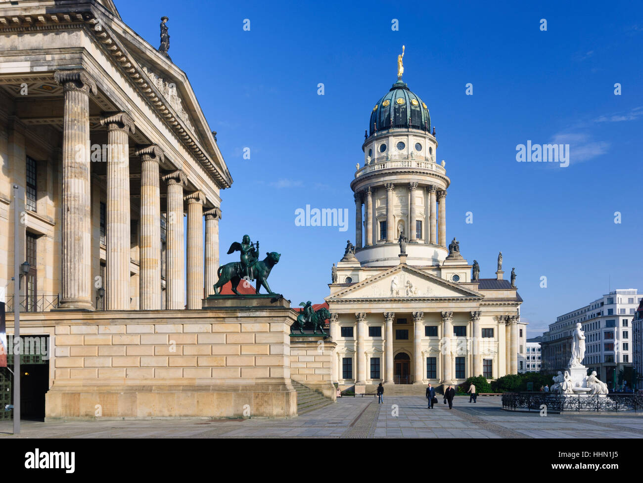 Berlin: Gendarmenmarkt Gendarme's market with theater (concert hall Berlin) and French cathedral, , Berlin, Germany Stock Photo