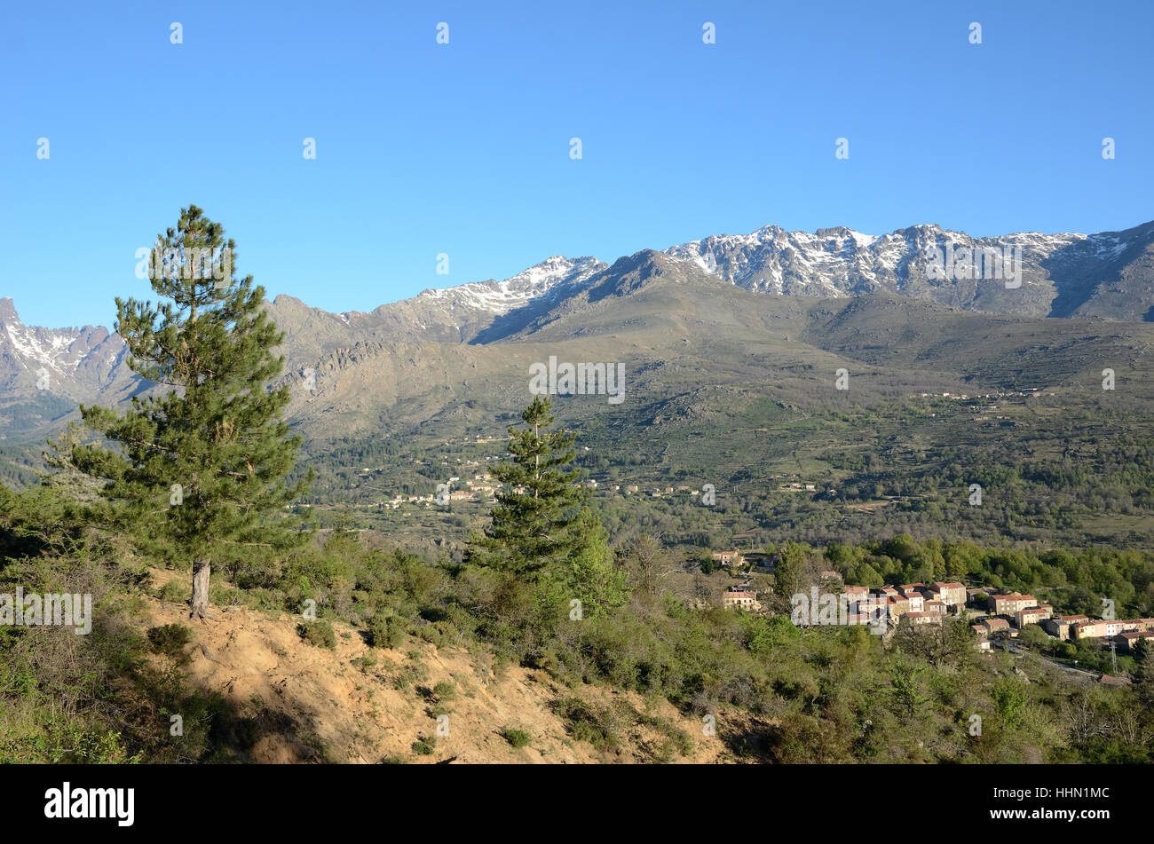 Mountain surrounding of Corsican village Casamaccioli Stock Photo
