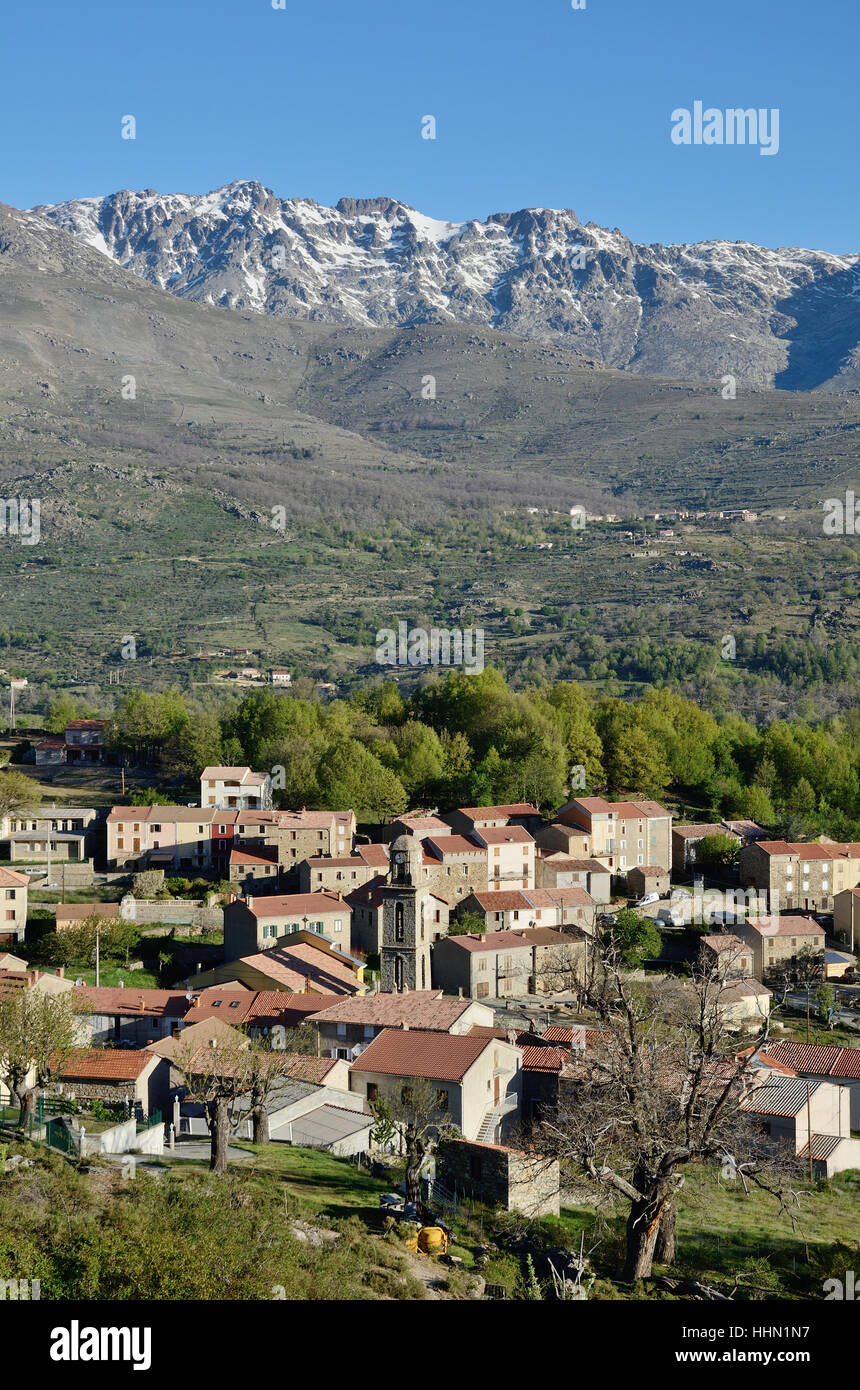 Mountain village in the middle of Corsica Stock Photo