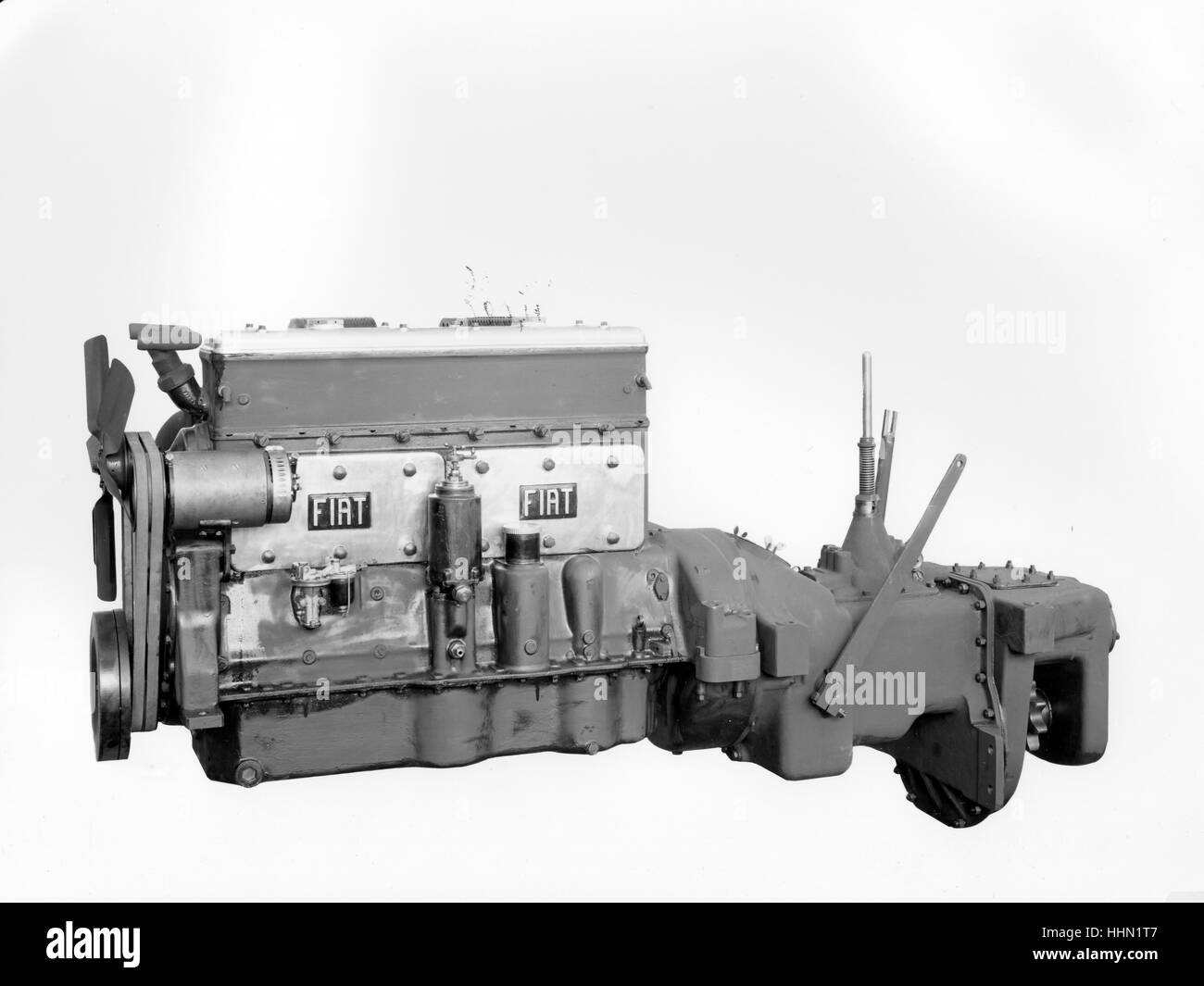 1930 - 40. Fiat - Ansaldo machine. Motors components. Isolated motor image. Fiat Big Motors factory , fabbrica Grandi Motori in Torino, Italy. Stock Photo