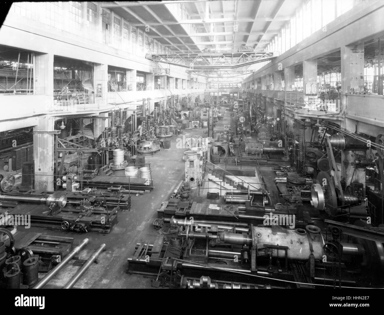 1930-1940. Vintages photos of Fiat Big Motors factory , fabbrica Grandi Motori in Torino, Italy. Stock Photo