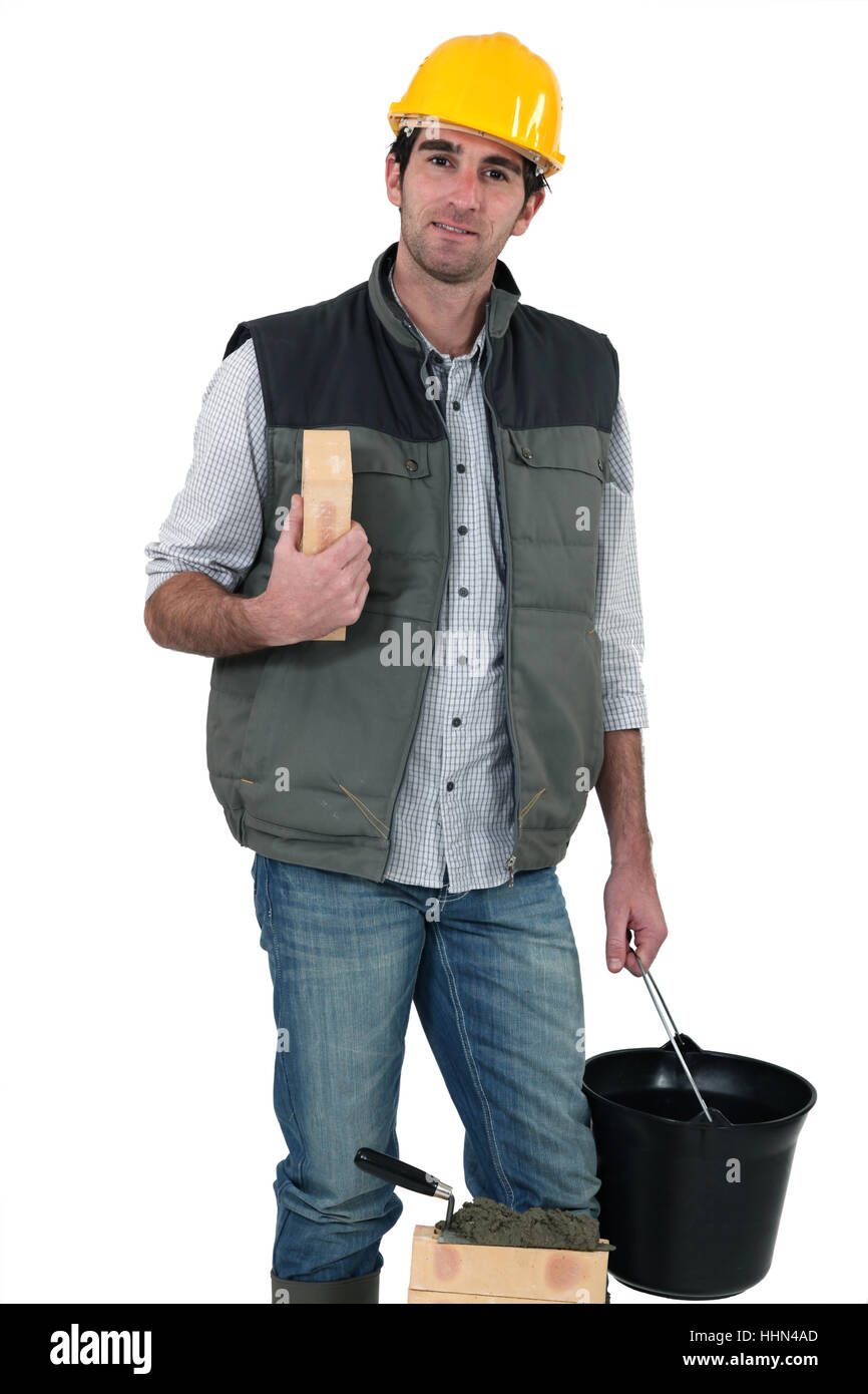 bucket, brick, aged, block, arm, activity, backdrop, background, humans, human Stock Photo