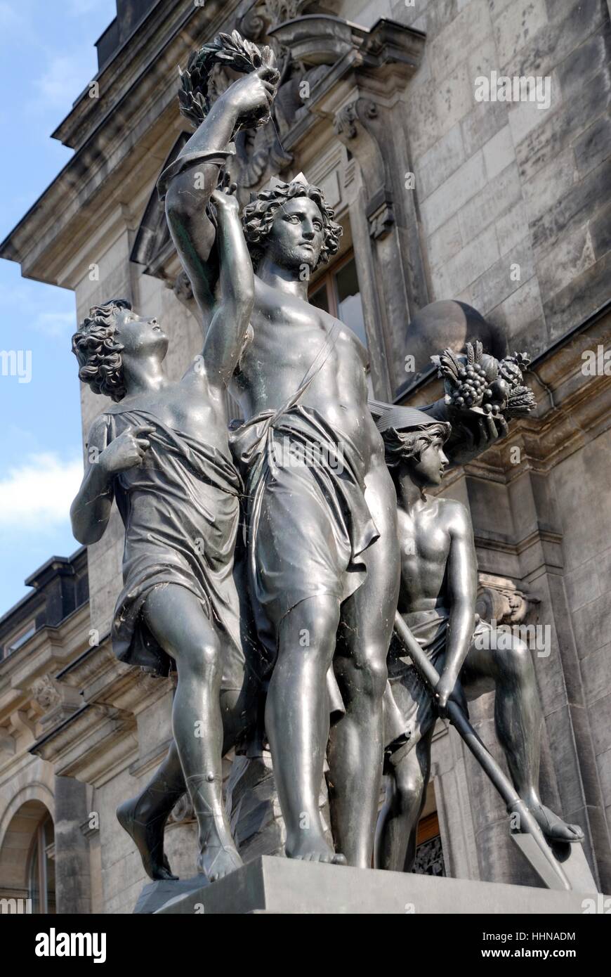 statue, saxony, Dresden, midday, platform, shilling, statue, saxony, Dresden, Stock Photo