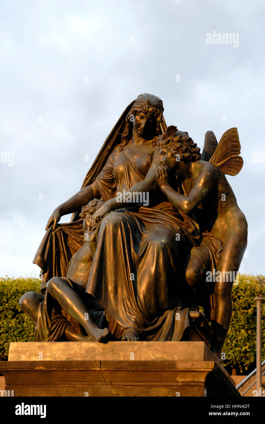 statue, night, nighttime, saxony, Dresden, shilling, statue, night, nighttime, Stock Photo