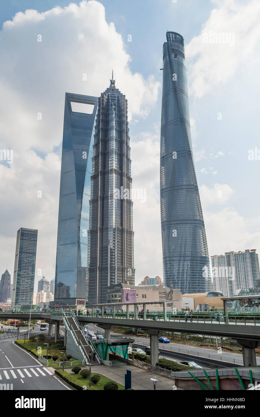 Skyscrapers of Pudong New Area, Shanghai, China Stock Photo
