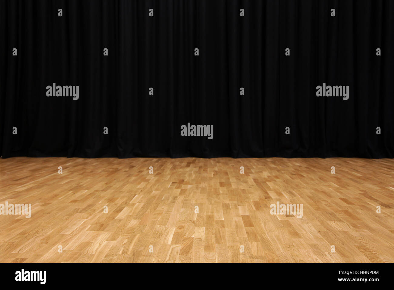 Small Stage With Black Velvet Theater Curtains Stock Photo