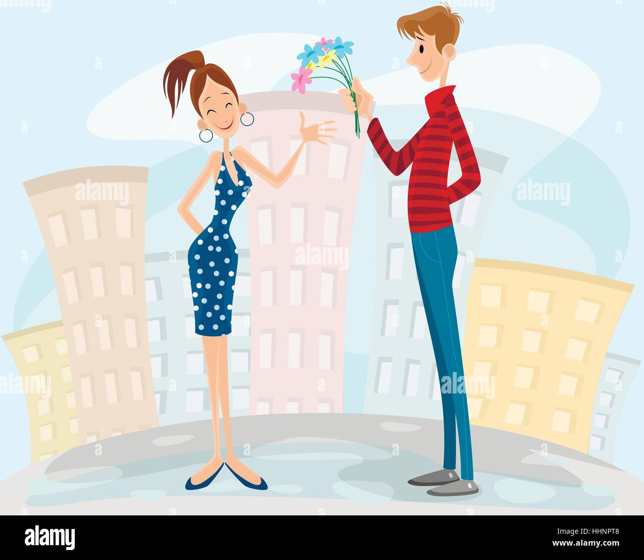 Vector illustration of a couple on a date Stock Vector Image &amp; Art - Alamy