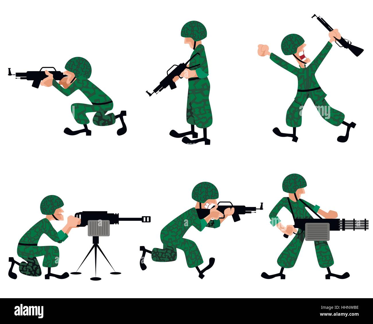 Vector illustration of a six military man Stock Vector