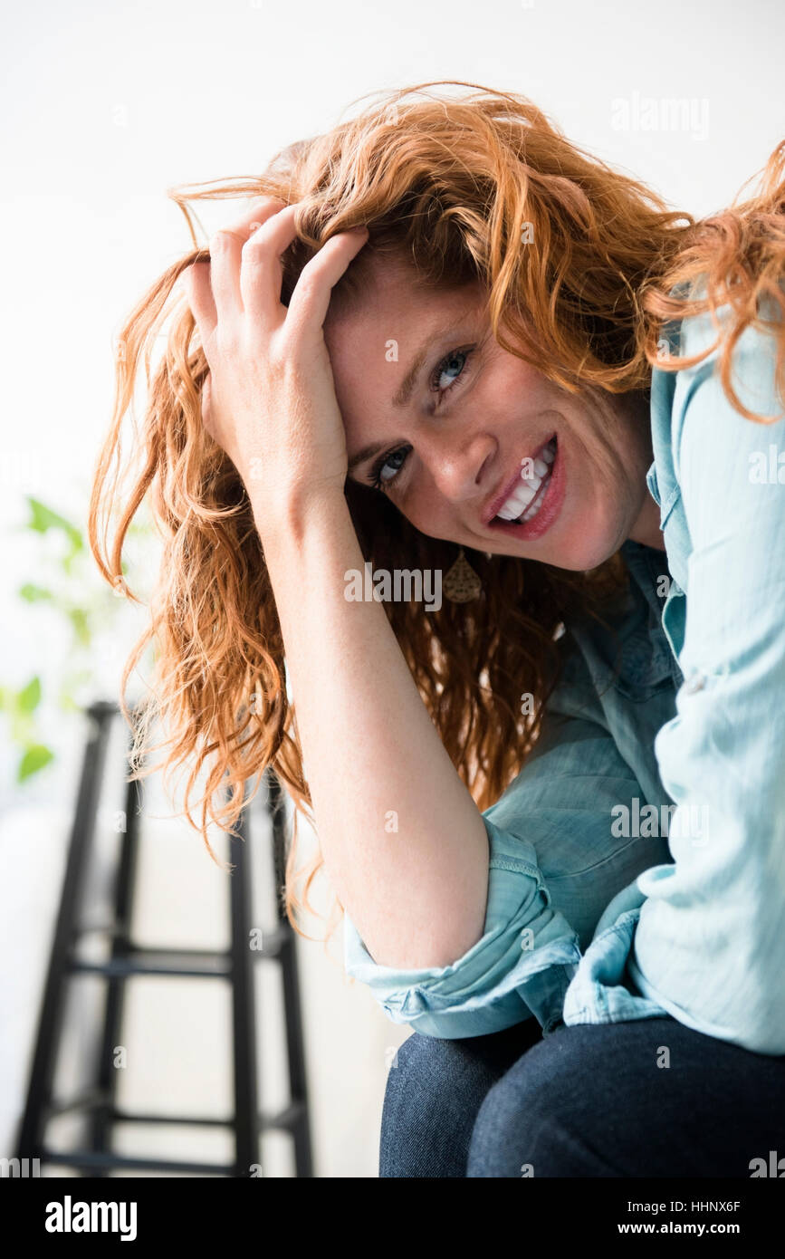 Woman head in hands hand hi-res stock photography and images - Alamy