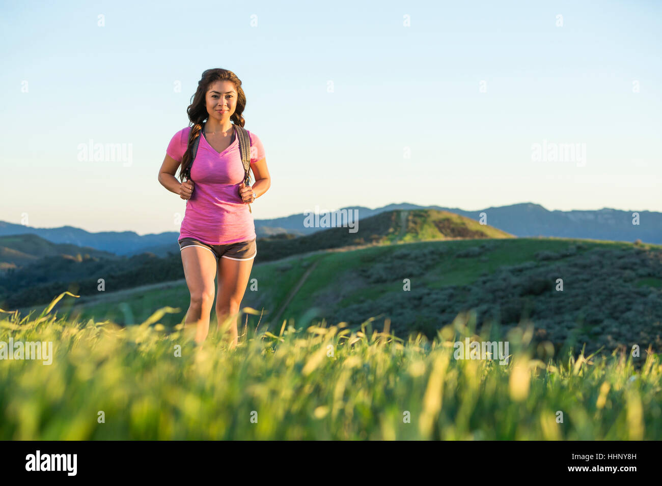 Asian woman hiking in mountain hi-res stock photography and images - Alamy