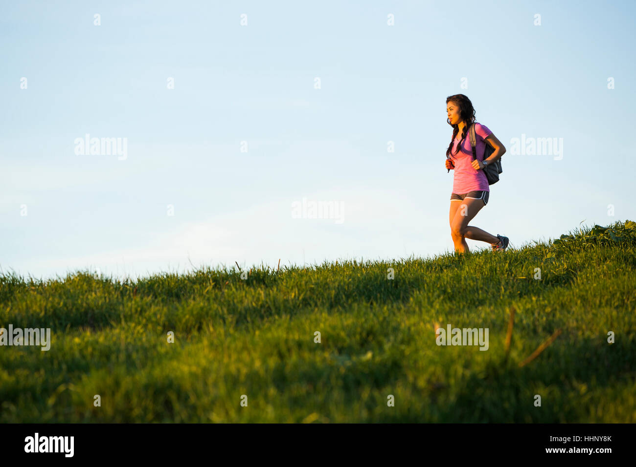 Asian woman hiking in mountain hi-res stock photography and images - Alamy