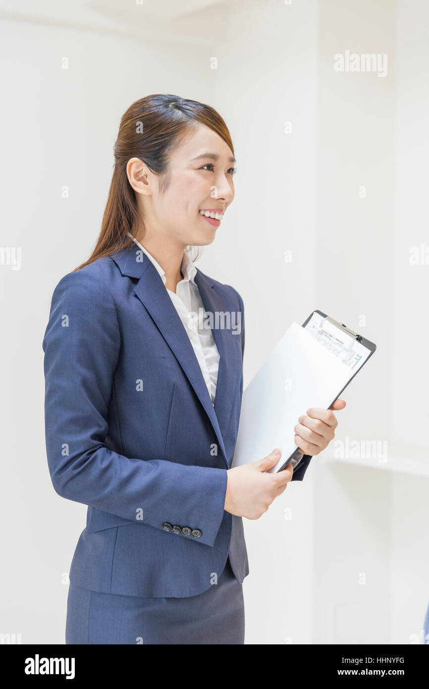 Real Estate Agent Talking to the Buyer Stock Photo