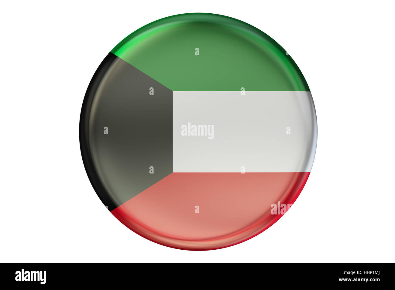 Badge with flag of Kuwait, 3D rendering  isolated on white background Stock Photo