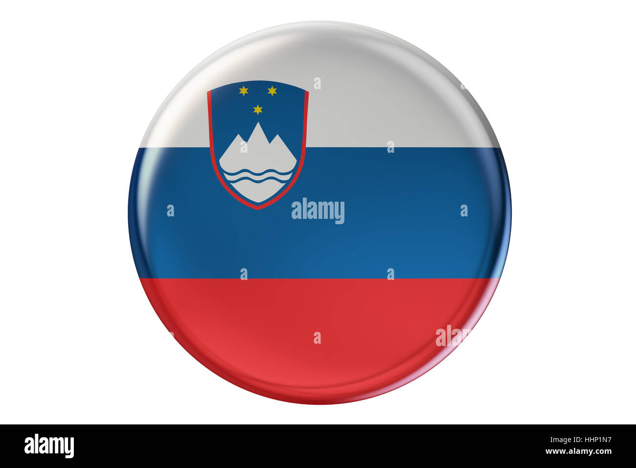 Badge with flag of Slovenia, 3D rendering  isolated on white background Stock Photo